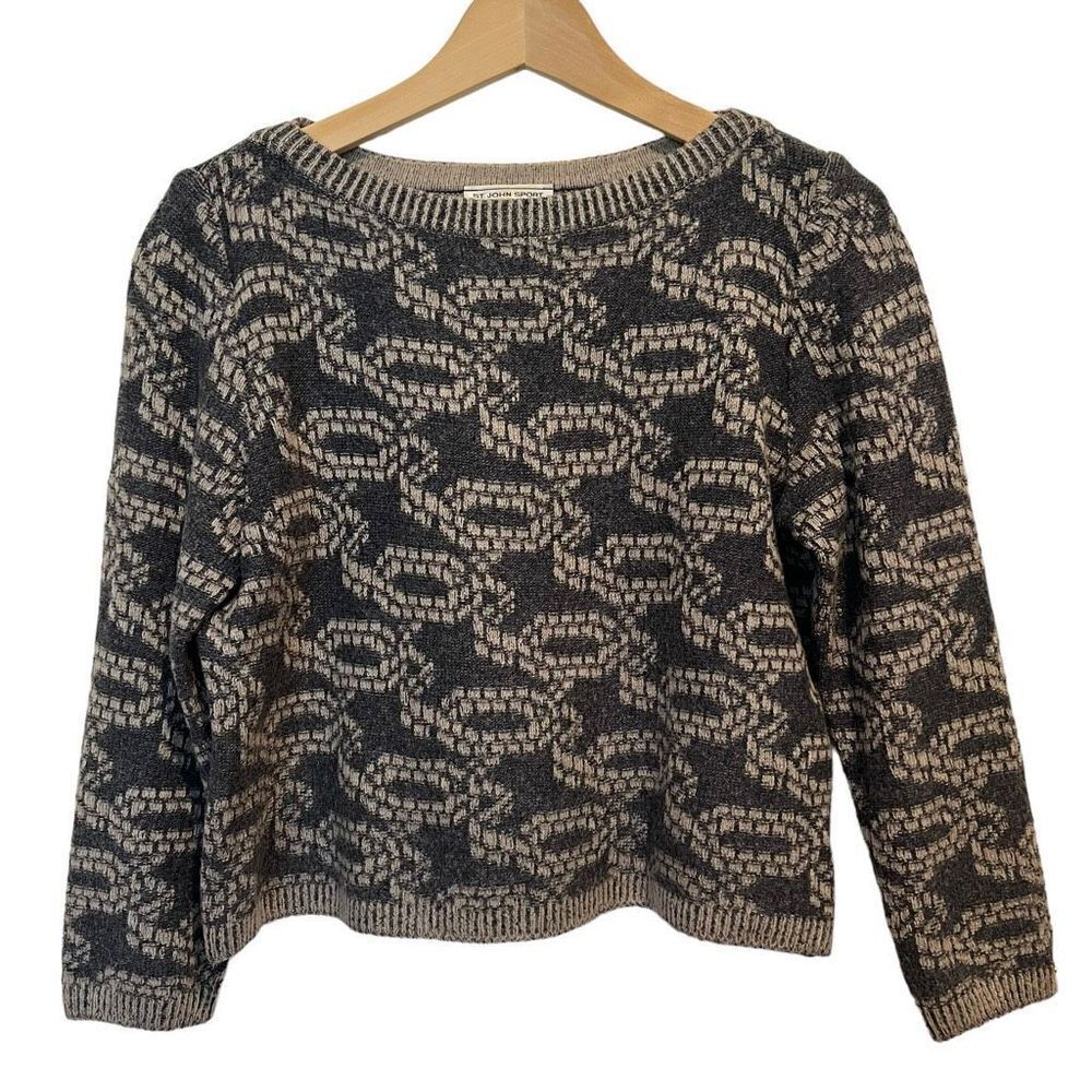 Vintage St. John Sport Printed Cropped Crewneck Sweater Size S